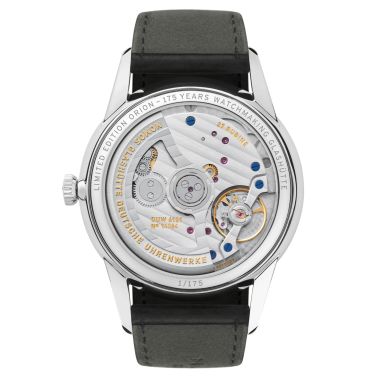 Montre Nomos Orion Neomatik 175 Years automatique cadran galvanisé bracelet cuir noir 40,5 mm 365.S1