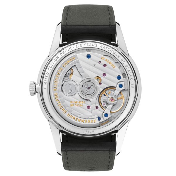 Montre Nomos Orion Neomatik 175 Years automatique cadran galvanisé bracelet cuir noir 40,5 mm 365.S1