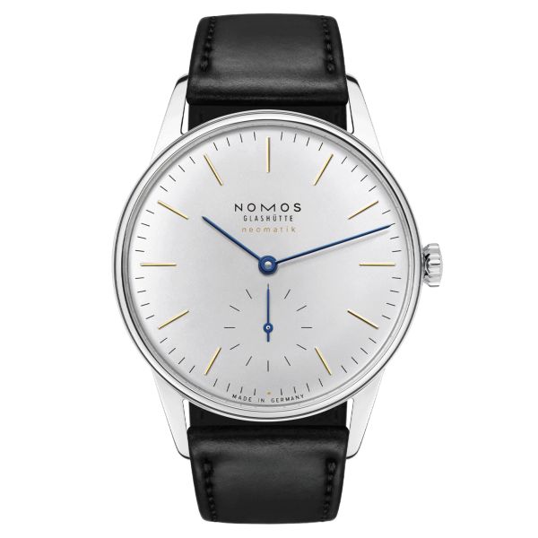 Montre Nomos Orion Neomatik 175 Years automatique cadran galvanisé bracelet cuir noir 36,4 mm 395.S1