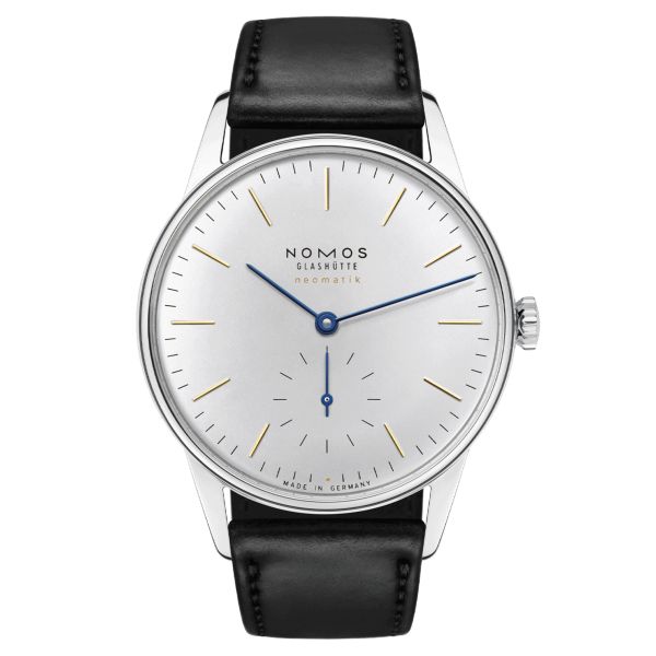 Nomos Orion Neomatik 175 Years automatic watch galvanised dial black leather strap 38,5 mm