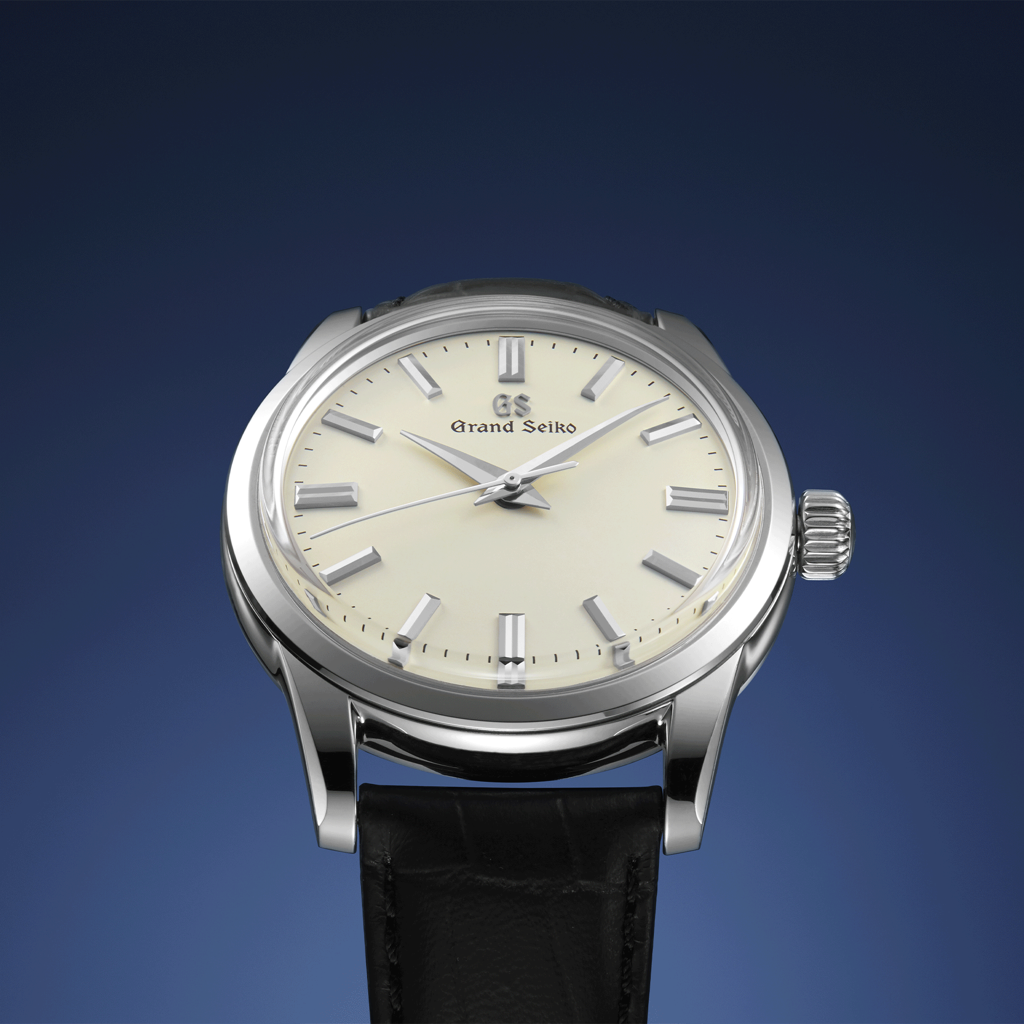 Montre Grand Seiko Elegance mécanique cadran ivoire bracelet cuir crocodile noir 37,3 mm