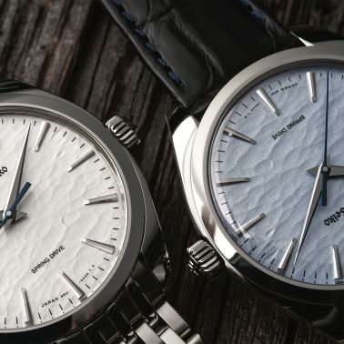 Montre Grand Seiko Elegance Spring Drive mécanique cadran bleu bracelet cuir croco noir 38,5 mm