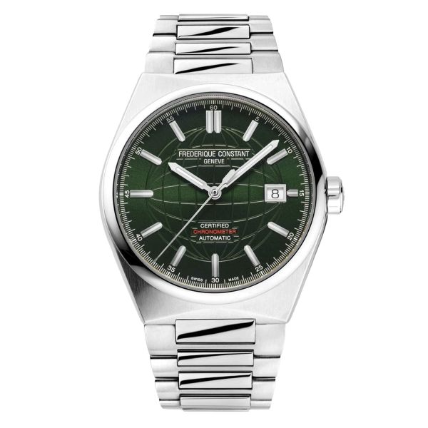 Frédérique Constant Highlife automatic watch COSC green dial steel bracelet 39 mm