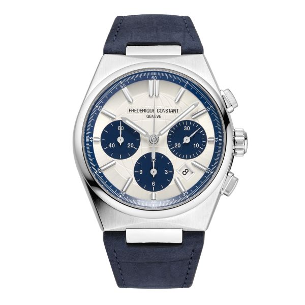 Frédérique Constant Highlife Chronograph Automatic silver panda dial leather strap 41 mm
