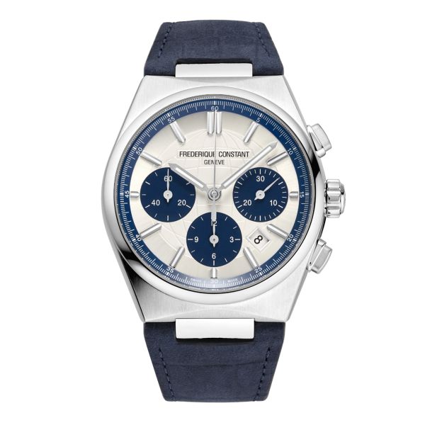 Montre Frédérique Constant Highlife Chronographe Automatique cadran Panda Argenté bracelet cuir 41 mm