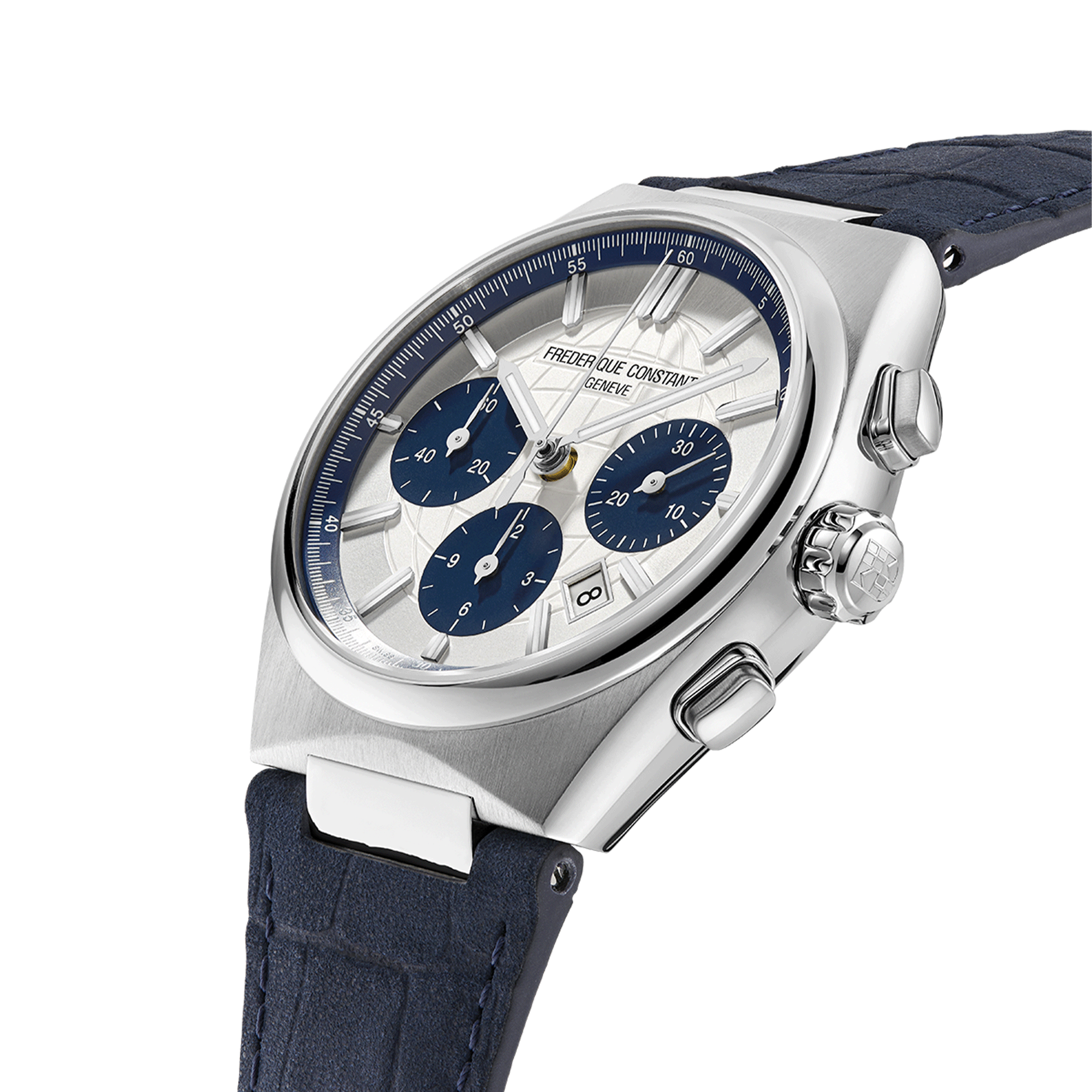 Montre Frédérique Constant Highlife Chronographe Automatique cadran Panda Argenté bracelet cuir 41 mm