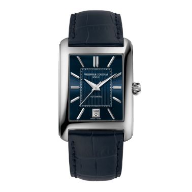 Montre Frédérique Constant Classics Carrée Automatic cadran bleu bracelet cuir 30 x 33 mm