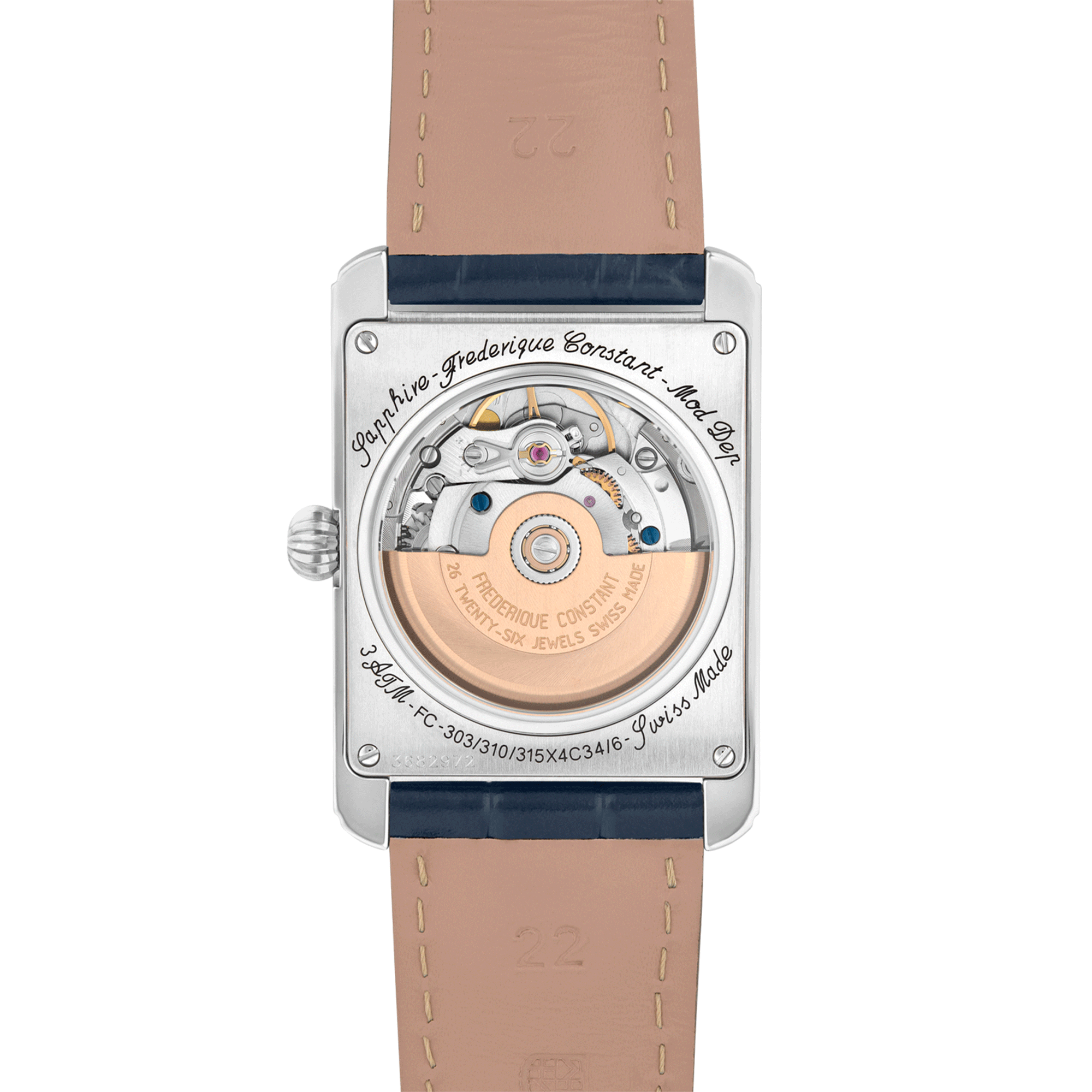 Frédérique Constant Classics Carree Automatic blue dial leather strap 30 x 33 mm