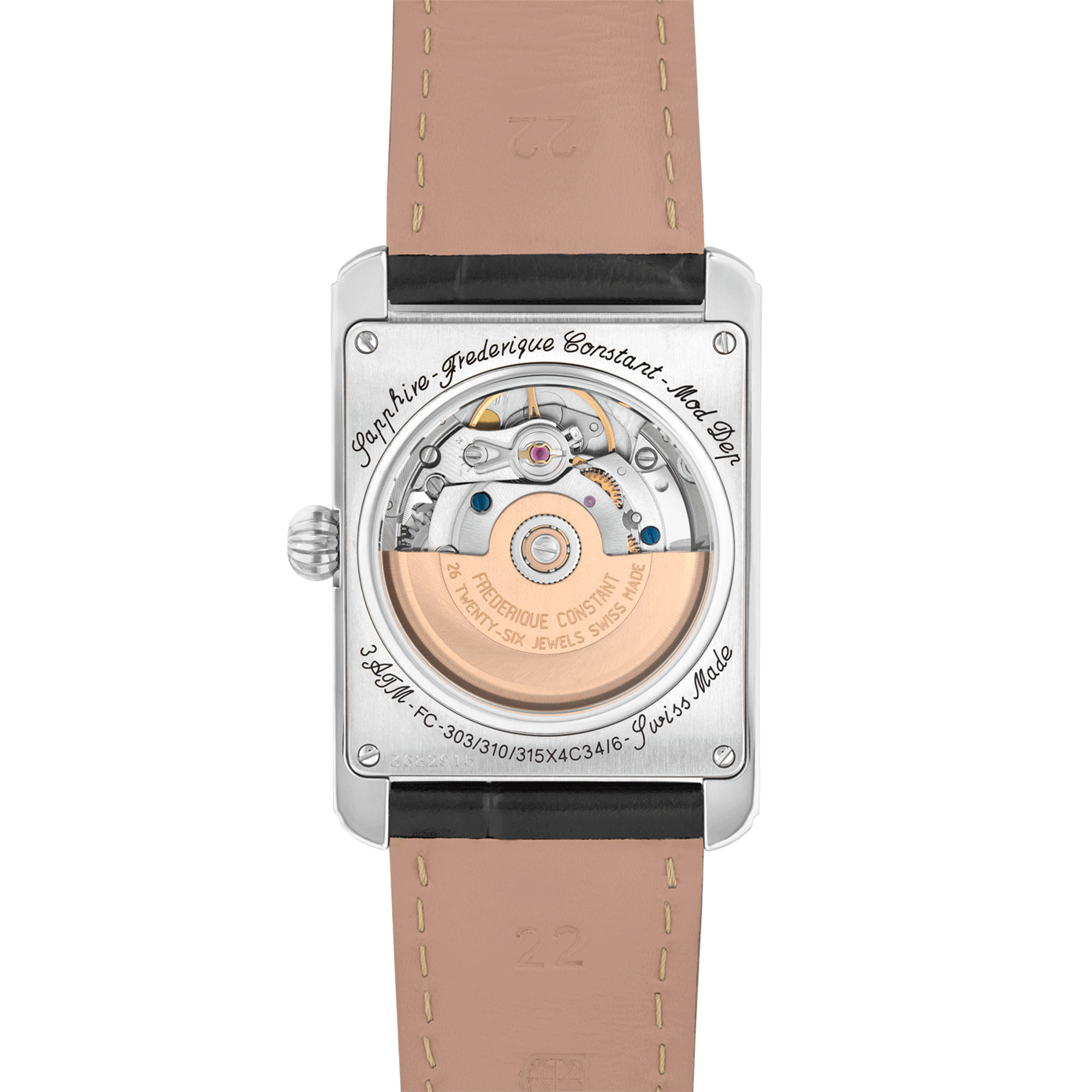 Frédérique Constant Classics Carree Automatic silver dial leather strap 30 x 33 mm