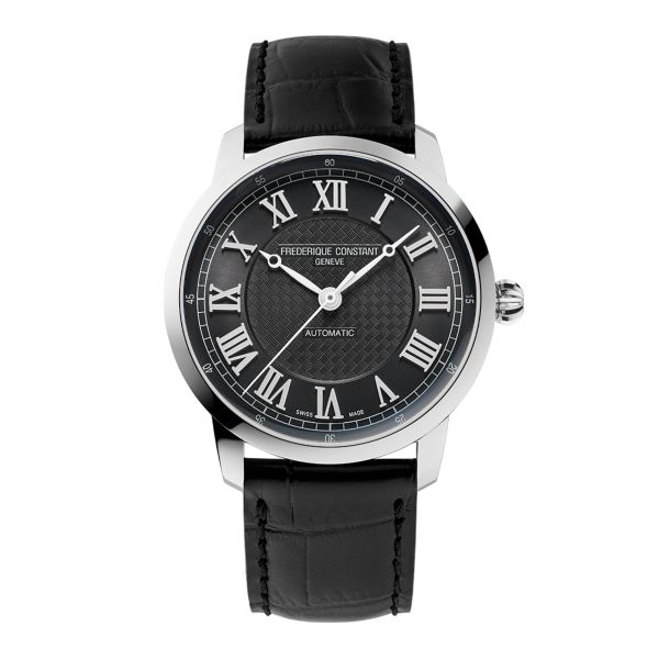 Montre Frédérique Constant Classics Première Automatique cadran noir bracelet cuir 38,5 mm