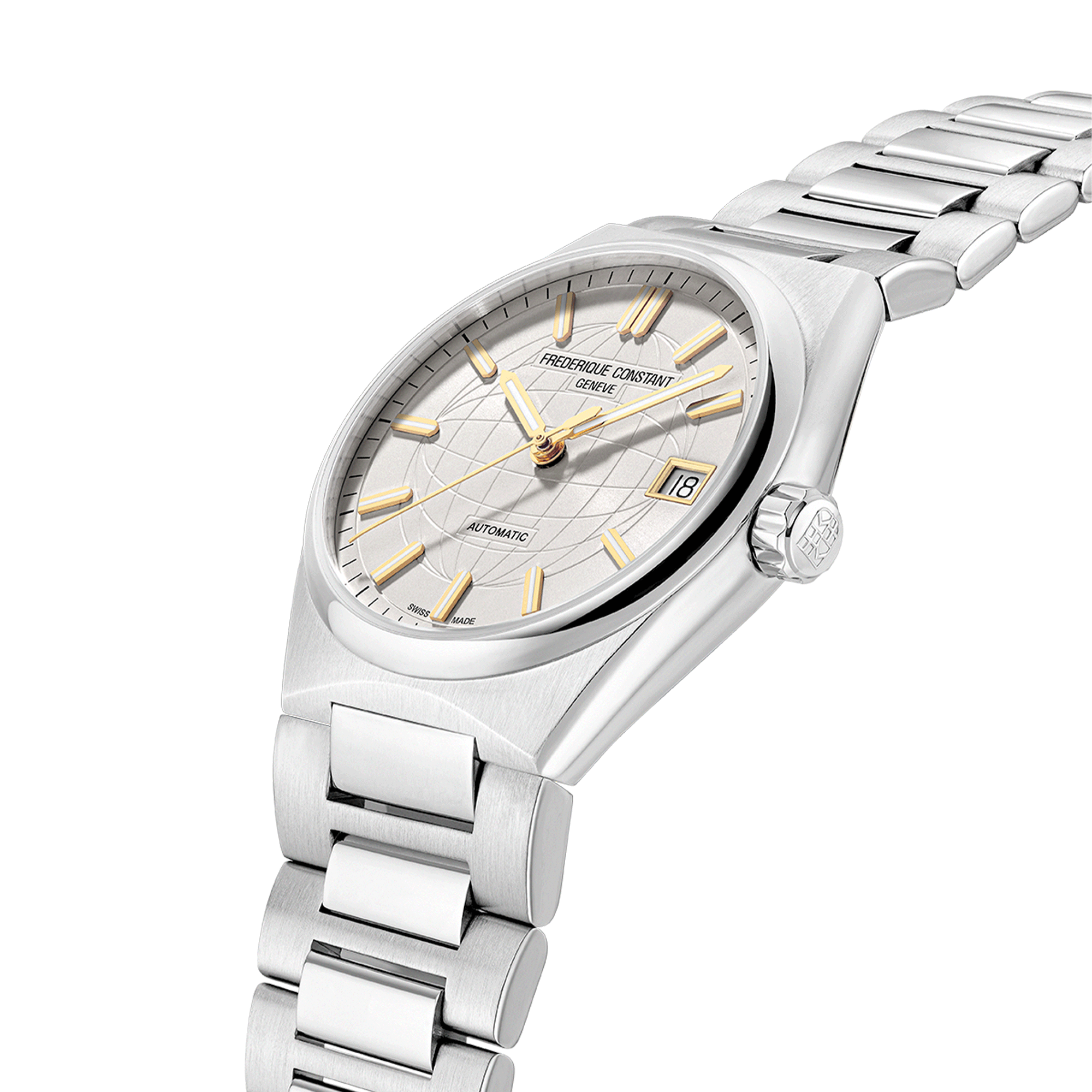 Frédérique Constant Highlife Ladies automatic watch beige dial steel bracelet 34 mm