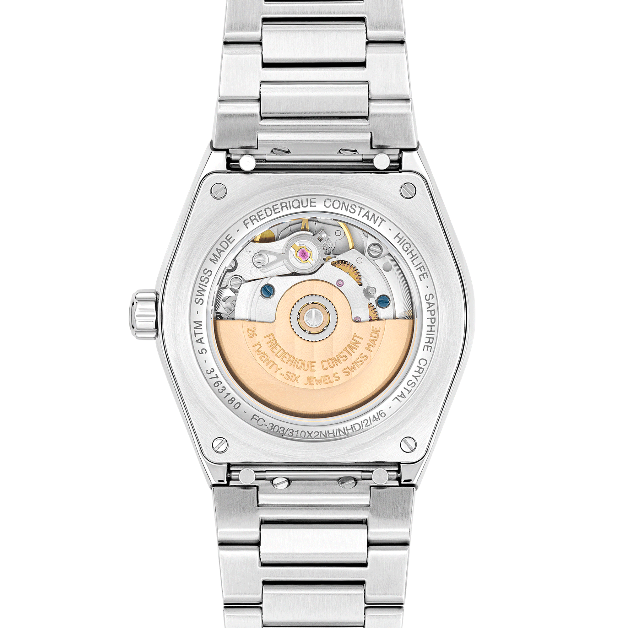 Frédérique Constant Highlife Ladies automatic watch beige dial steel bracelet 34 mm