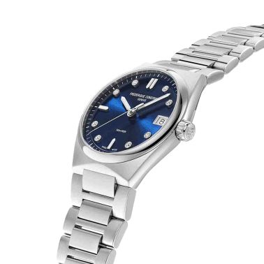Frédérique Constant Highlife Ladies quartz blue dial with diamonds steel bracelet 31 mm