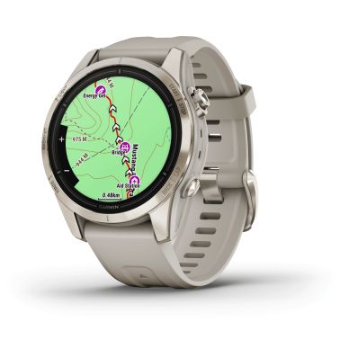 Montre Garmin Epix Pro (Gen2) Sapphire Edition Titane Light Gold bracelet silicone beige 42 mm 010-02802-11