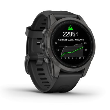 Garmin Epix Pro (Gen2) Sapphire Edition Titanium Carbon Gray watch black silicone strap 42 mm 010-02802-15