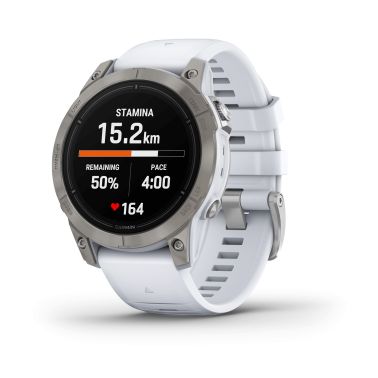 Montre Garmin Epix Pro (Gen2) Sapphire Edition Titane Silver bracelet silicone blanc 47 mm 010-02803-21