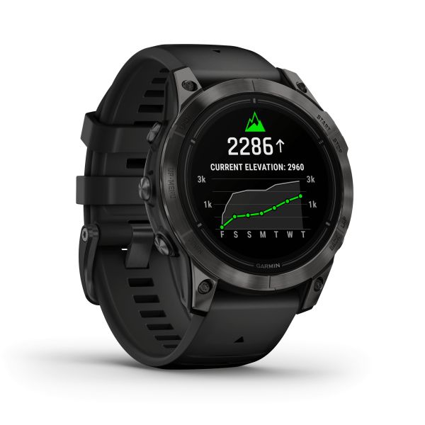 Montre Garmin Epix Pro (Gen2) Sapphire Edition Titane Carbon Gray DLC bracelet silicone noir 47 mm 010-02803-11