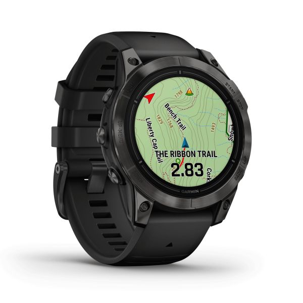 Montre Garmin Epix Pro (Gen2) Sapphire Edition Titane Carbon Gray DLC bracelet silicone noir 47 mm 010-02803-11