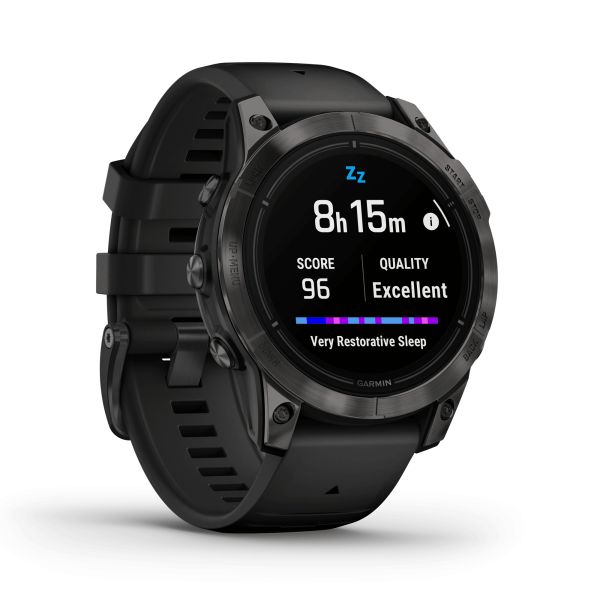 Montre Garmin Epix Pro (Gen2) Sapphire Edition Titane Carbon Gray DLC bracelet silicone noir 47 mm 010-02803-11