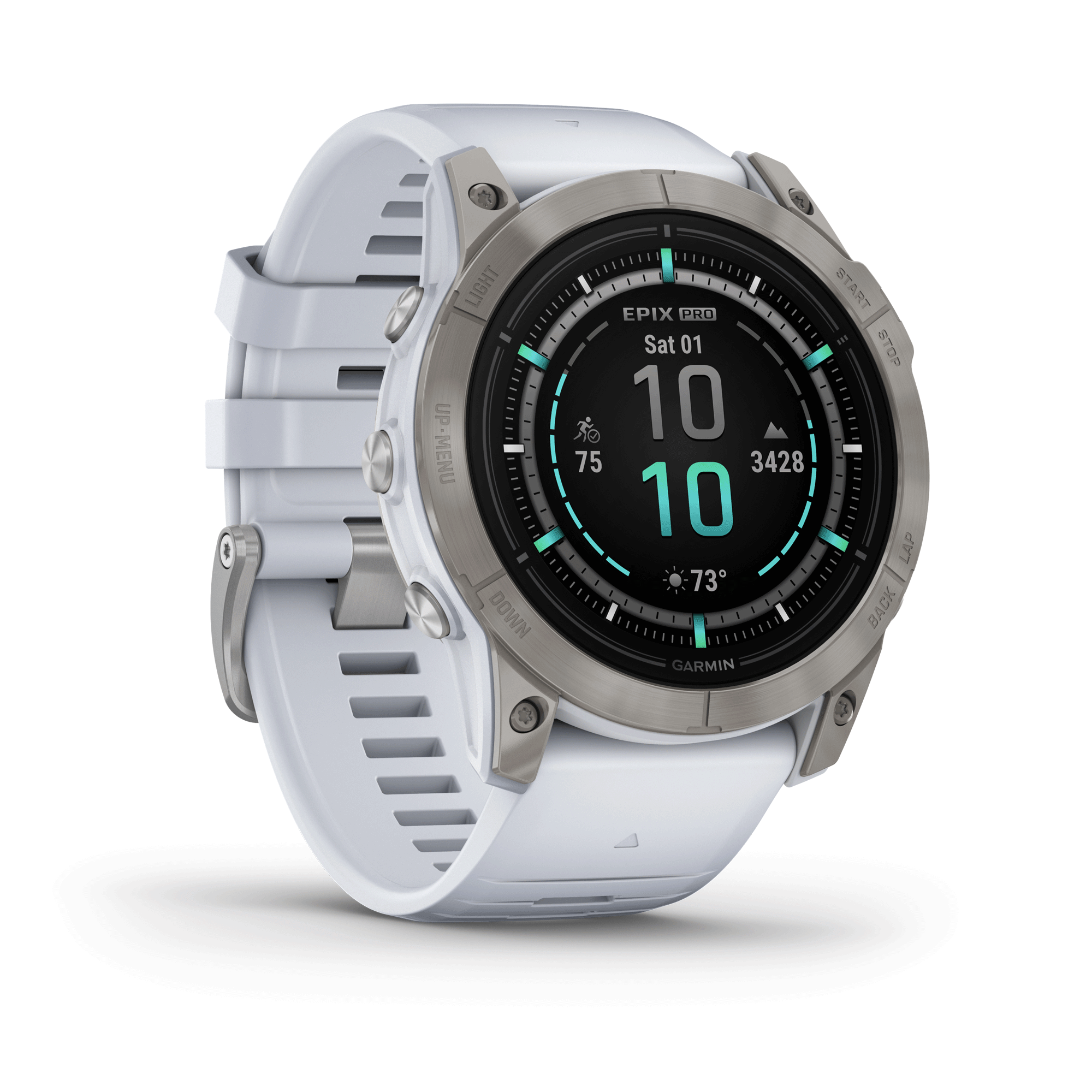 Montre Garmin Epix Pro (Gen2) Sapphire Edition Titane Silver bracelet silicone blanc 51 mm 010-02804-11