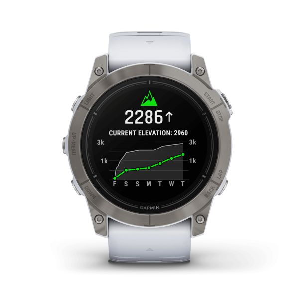 Montre Garmin Epix Pro (Gen2) Sapphire Edition Titane Silver bracelet silicone blanc 51 mm 010-02804-11