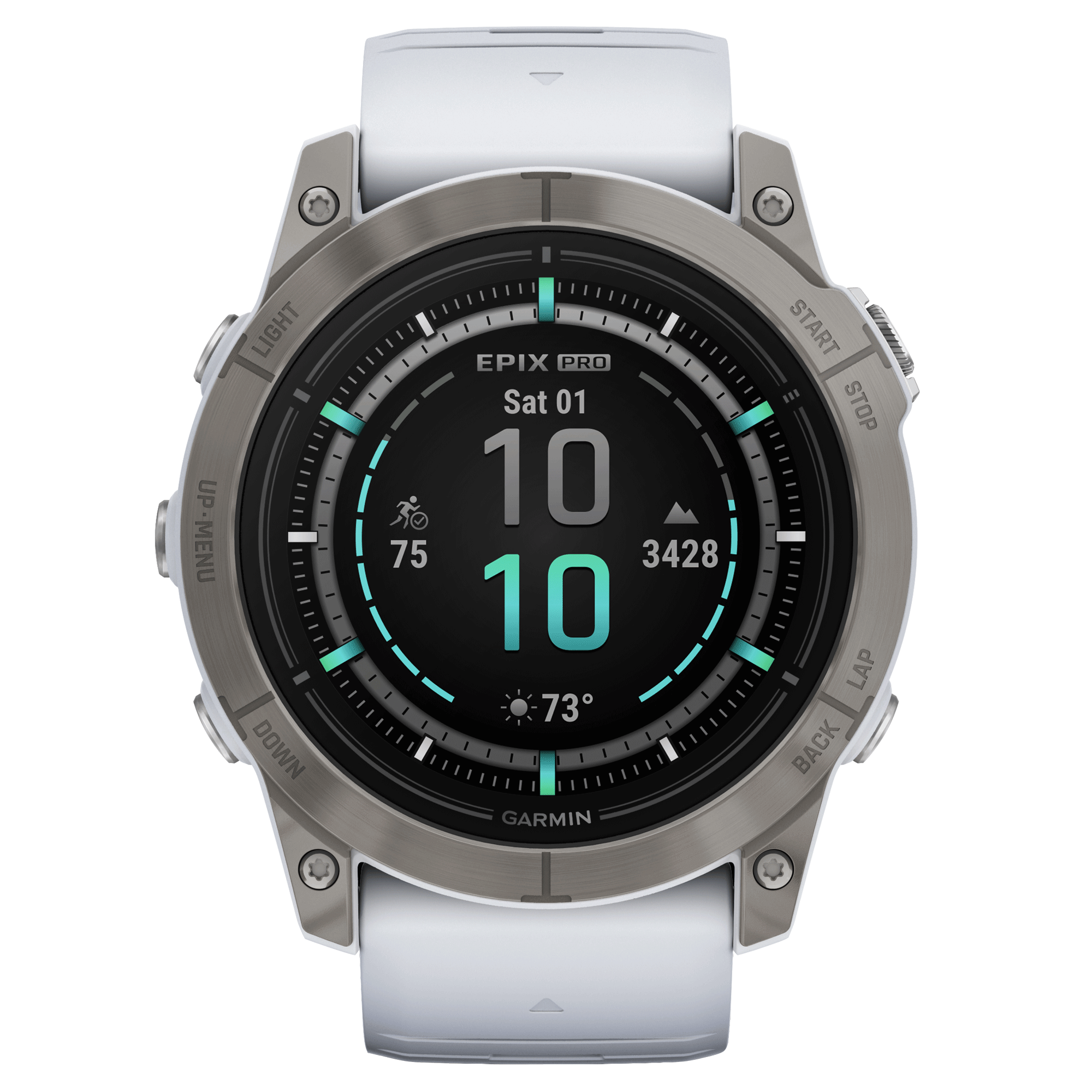 Montre Garmin Epix Pro (Gen2) Sapphire Edition Titane Silver bracelet silicone blanc 51 mm 010-02804-11