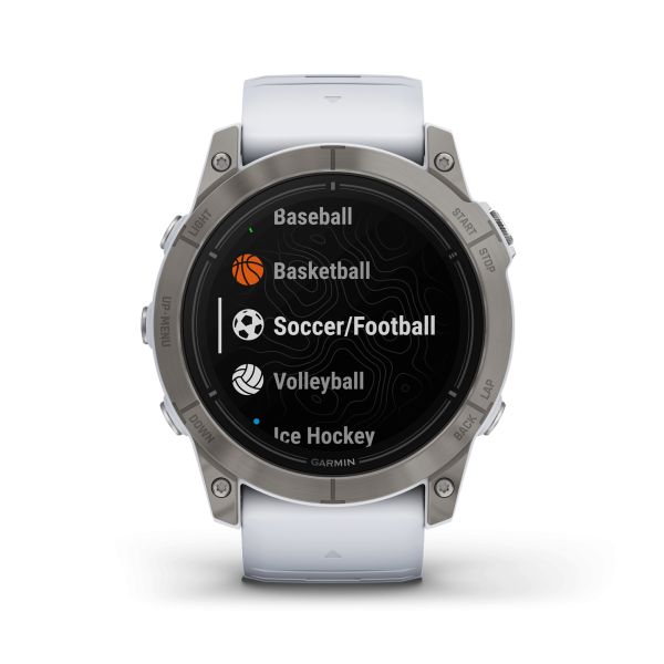 Montre Garmin Epix Pro (Gen2) Sapphire Edition Titane Silver bracelet silicone blanc 51 mm 010-02804-11