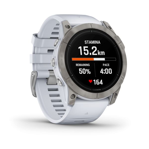 Montre Garmin Epix Pro (Gen2) Sapphire Edition Titane Silver bracelet silicone blanc 51 mm 010-02804-11