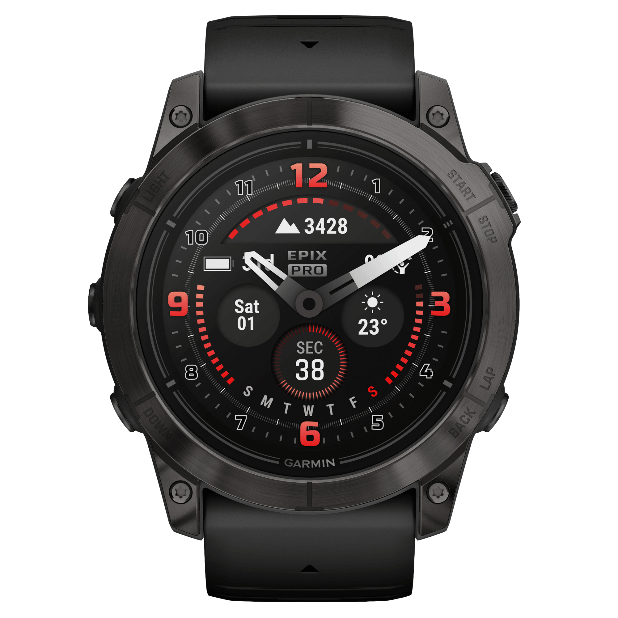 Montre Garmin Epix Pro (Gen2) Sapphire Edition Titane Carbon Gray DLC bracelet silicone noir 51 mm 010-02804-01