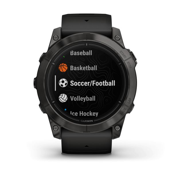 Montre Garmin Epix Pro (Gen2) Sapphire Edition Titane Carbon Gray DLC bracelet silicone noir 51 mm 010-02804-01