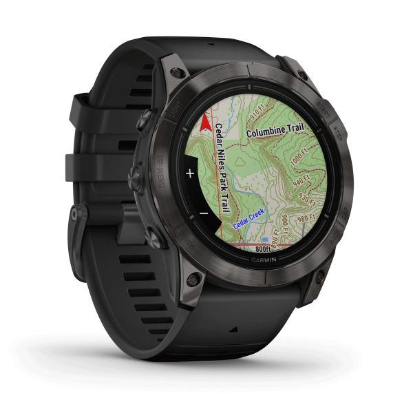 Montre Garmin Epix Pro (Gen2) Sapphire Edition Titane Carbon Gray DLC bracelet silicone noir 51 mm 010-02804-01