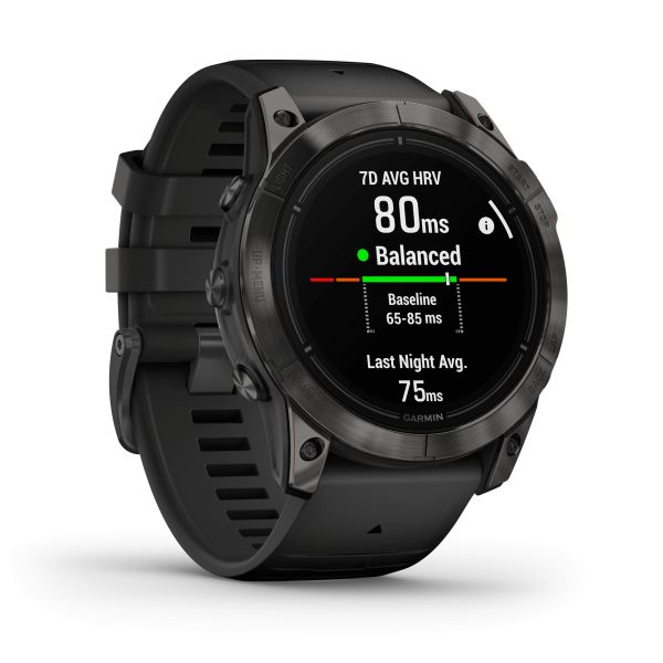 Montre Garmin Epix Pro (Gen2) Sapphire Edition Titane Carbon Gray DLC bracelet silicone noir 51 mm 010-02804-01