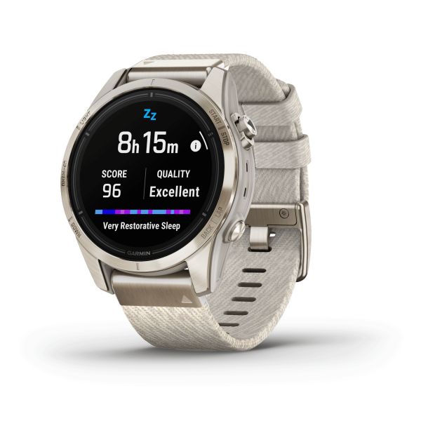 Montre Garmin Epix Pro (Gen2) Sapphire Special Edition Titane Light Gold bracelet nylon beige 42 mm 010-02802-20