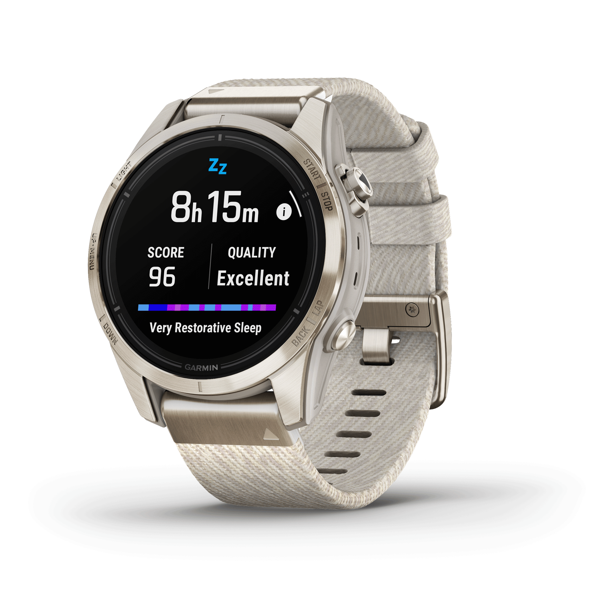 Montre Garmin Epix Pro (Gen2) Sapphire Special Edition Titane Light Gold bracelet nylon beige 42 mm 010-02802-20