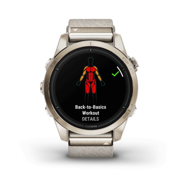 Montre Garmin Epix Pro (Gen2) Sapphire Special Edition Titane Light Gold bracelet nylon beige 42 mm 010-02802-20