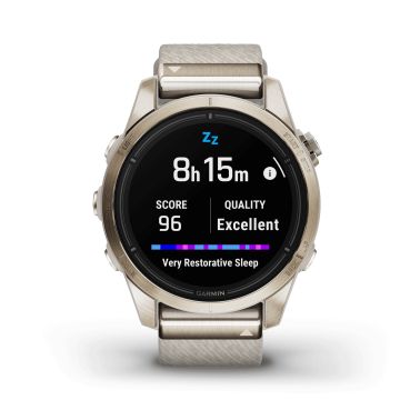 Montre Garmin Epix Pro (Gen2) Sapphire Special Edition Titane Light Gold bracelet nylon beige 42 mm 010-02802-20