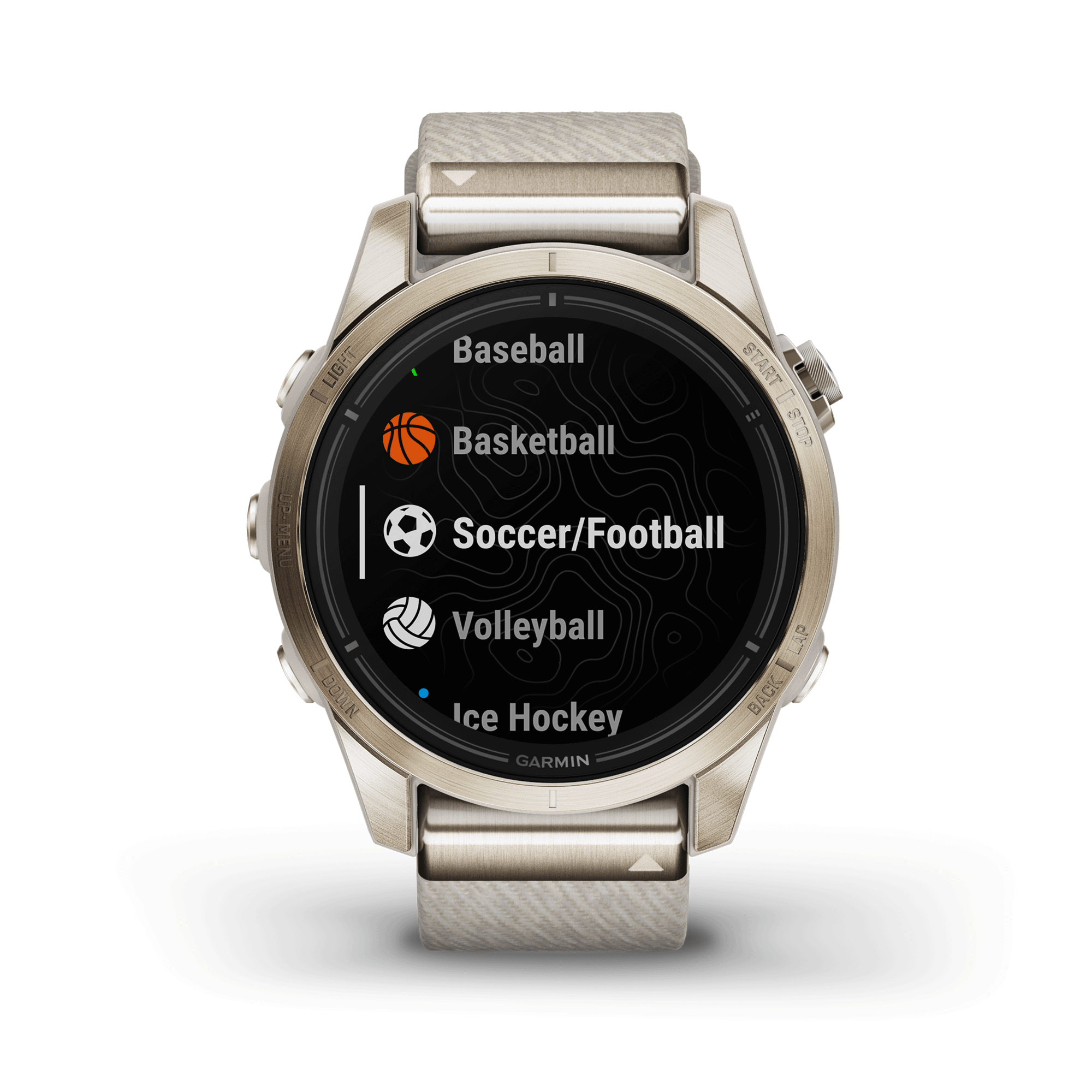 Montre Garmin Epix Pro (Gen2) Sapphire Special Edition Titane Light Gold bracelet nylon beige 42 mm 010-02802-20