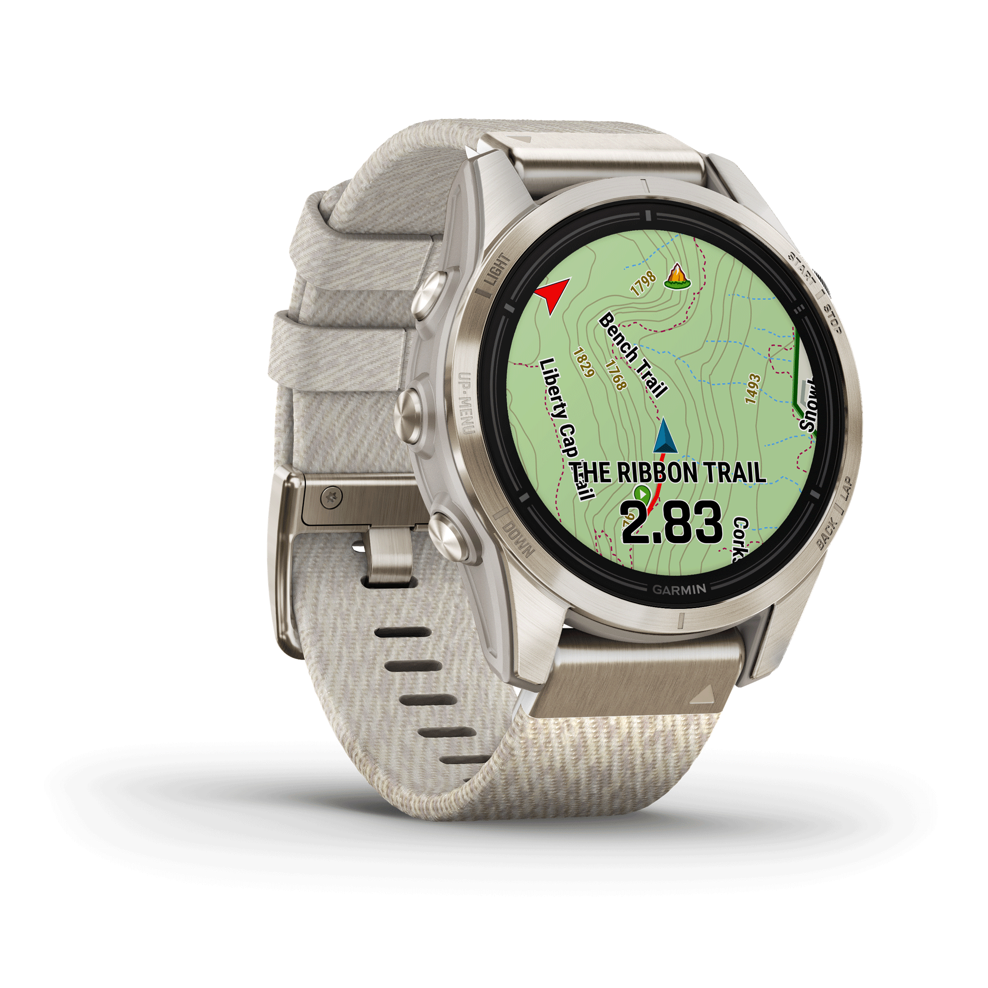 Montre Garmin Epix Pro (Gen2) Sapphire Special Edition Titane Light Gold bracelet nylon beige 42 mm 010-02802-20