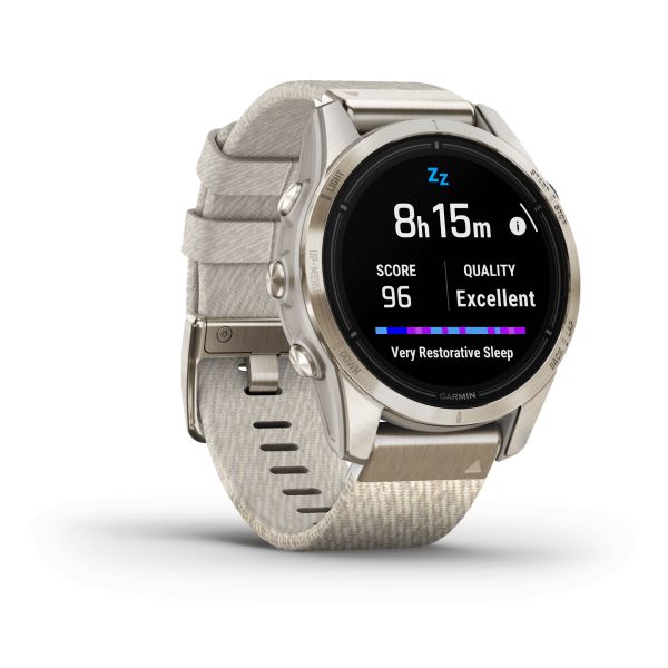 Montre Garmin Epix Pro (Gen2) Sapphire Special Edition Titane Light Gold bracelet nylon beige 42 mm 010-02802-20