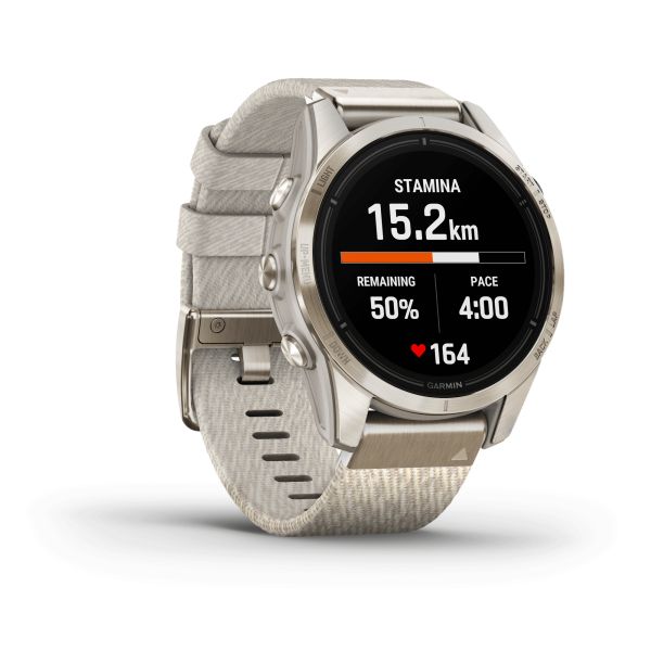 Montre Garmin Epix Pro (Gen2) Sapphire Special Edition Titane Light Gold bracelet nylon beige 42 mm 010-02802-20