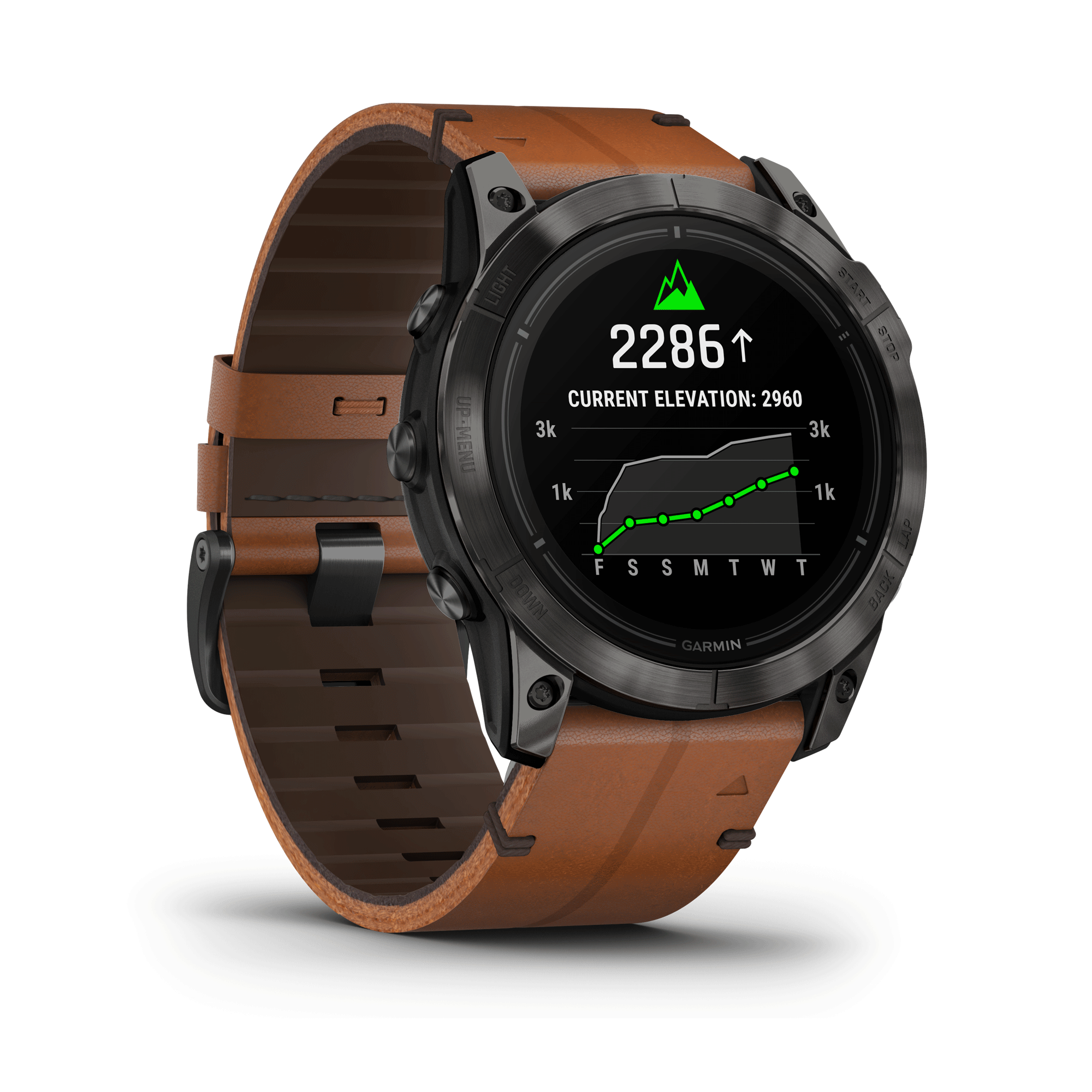 Garmin Epix Pro (Gen2) Sapphire Special Edition Titanium Carbon Gray DLC watch brown leather strap 51 mm 010-02804-30