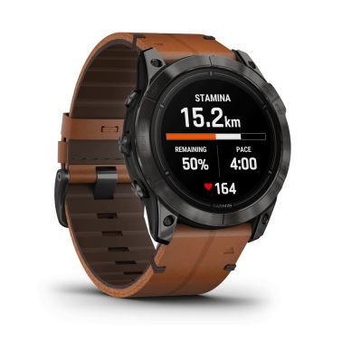 Garmin Epix Pro (Gen2) Sapphire Special Edition Titanium Carbon Gray DLC watch brown leather strap 51 mm 010-02804-30