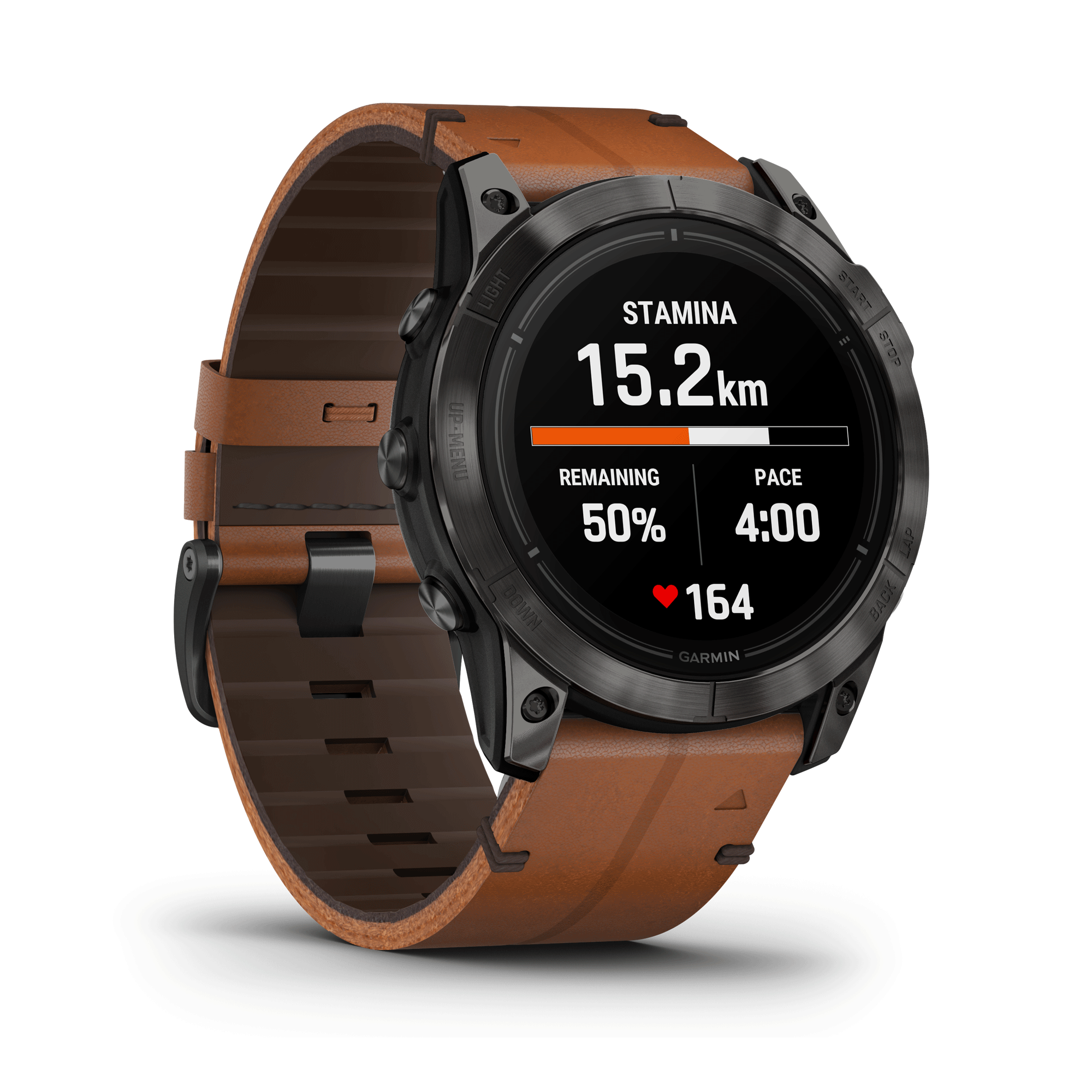Garmin Epix Pro (Gen2) Sapphire Special Edition Titanium Carbon Gray DLC watch brown leather strap 51 mm 010-02804-30