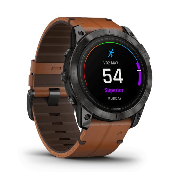 Garmin Epix Pro (Gen2) Sapphire Special Edition Titanium Carbon Gray DLC watch brown leather strap 51 mm 010-02804-30