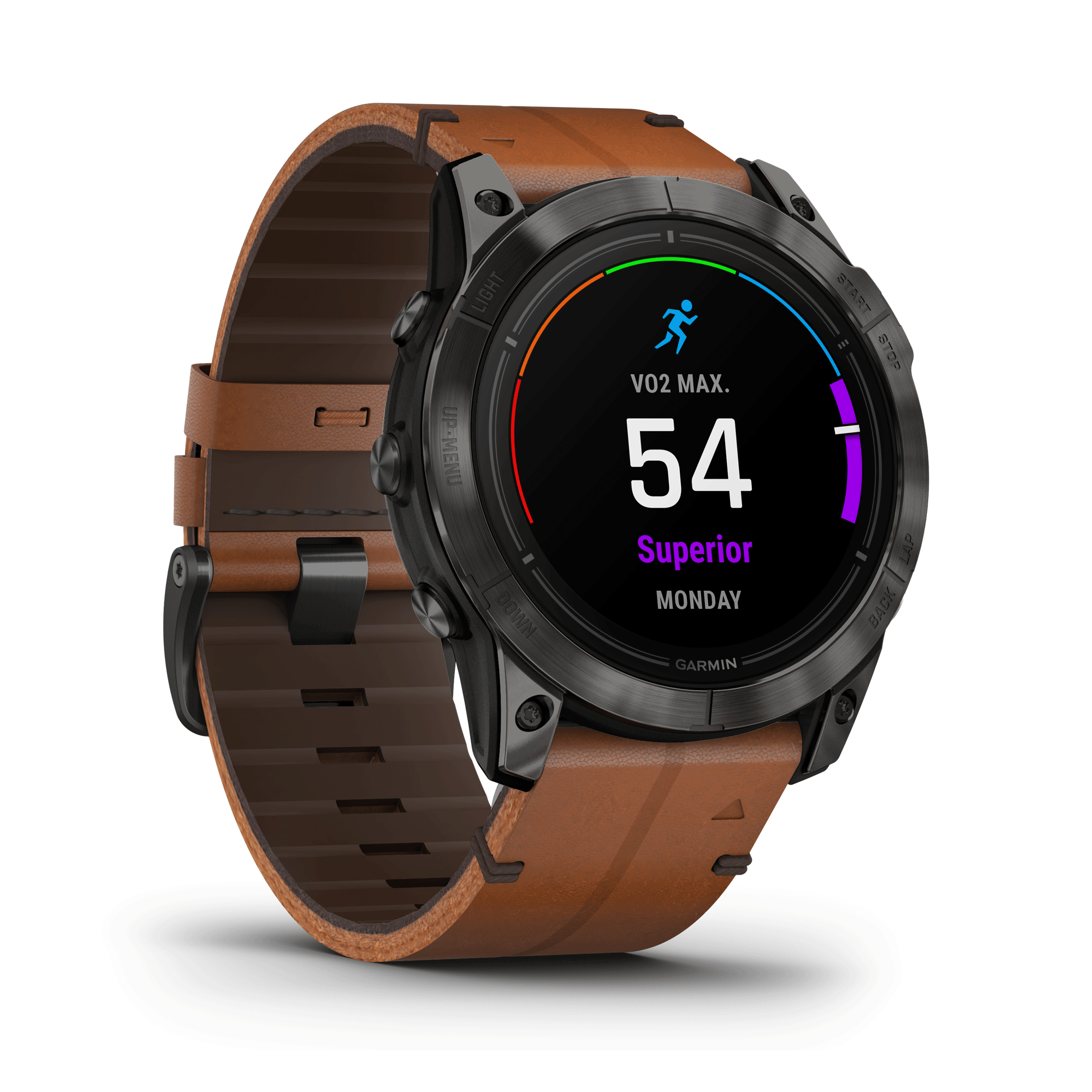 Garmin Epix Pro (Gen2) Sapphire Special Edition Titanium Carbon Gray DLC watch brown leather strap 51 mm 010-02804-30