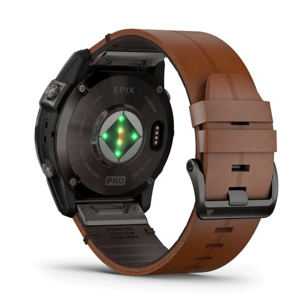 Garmin Epix Pro (Gen2) Sapphire Special Edition Titanium Carbon Gray DLC watch brown leather strap 51 mm 010-02804-30
