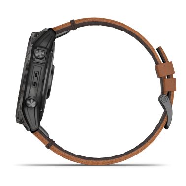 Garmin Epix Pro (Gen2) Sapphire Special Edition Titanium Carbon Gray DLC watch brown leather strap 51 mm 010-02804-30
