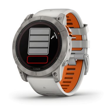 Montre Garmin Fénix 7X Pro Sapphire Solar Edition Titane bracelet silicone gris et orange 51 mm 010-02778-15