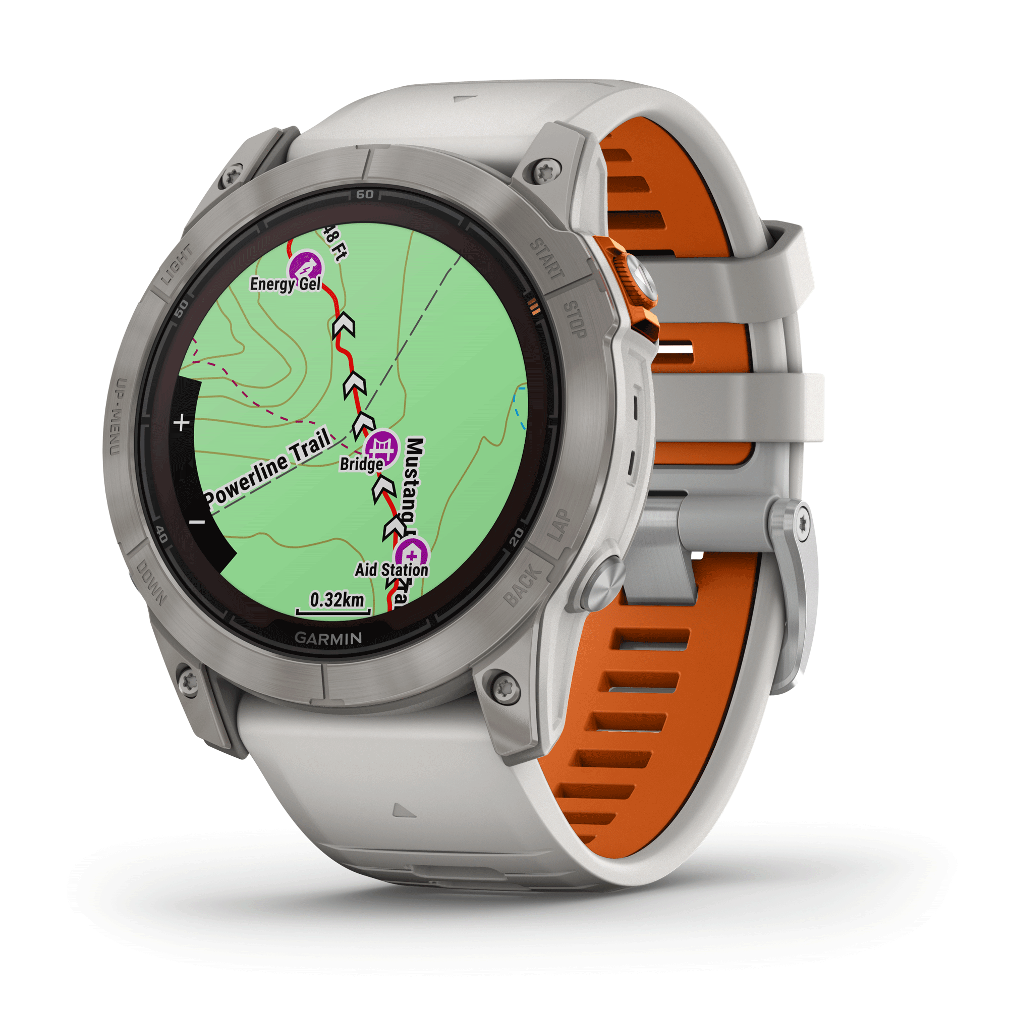 Montre Garmin Fénix 7X Pro Sapphire Solar Edition Titane bracelet silicone gris et orange 51 mm 010-02778-15