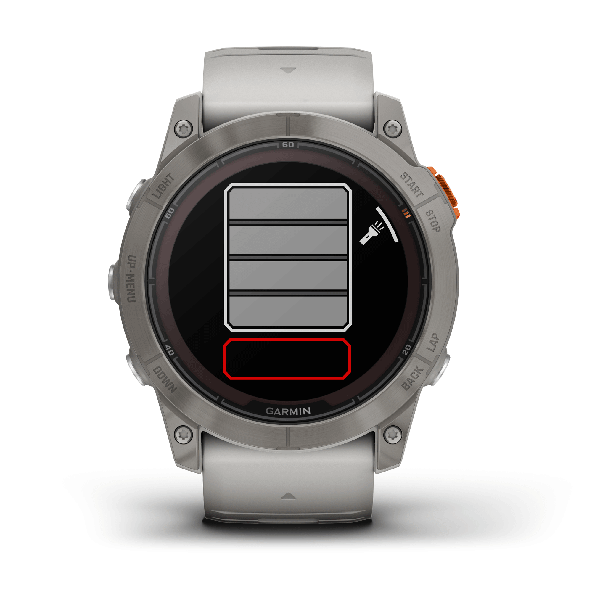 Montre Garmin Fénix 7X Pro Sapphire Solar Edition Titane bracelet silicone gris et orange 51 mm 010-02778-15